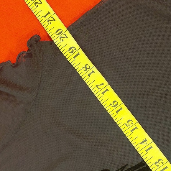 DOLLSKILL WIDOW 1X HOLLOW EDGES MESH CROP TOP BLACK ANKH BURNOUT LETTUCE EDGES - Picture 5 of 7